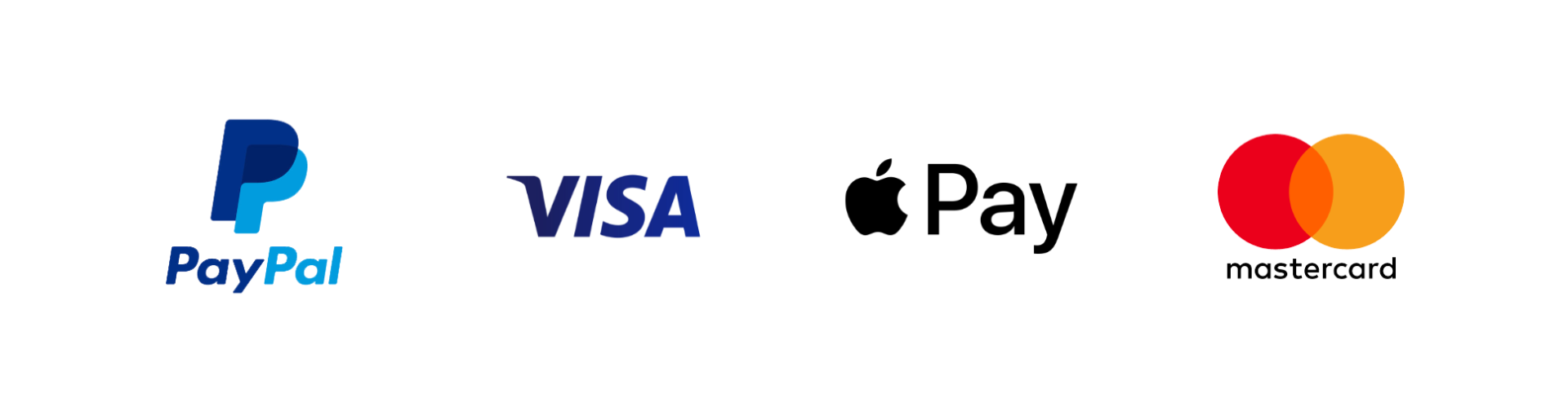 We accept Visa, Mastercard, Apple/Google Pay and Paypal online