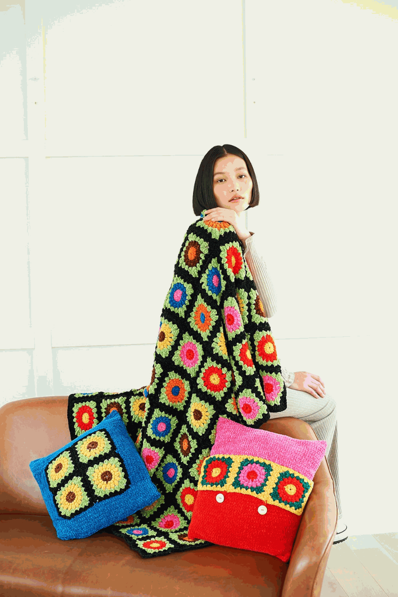 Image of Stylecraft Squeeze Me DK Blanket and Cushions 10078 Crochet Pattern PDF  