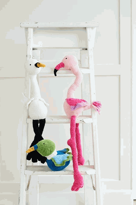 Image of Stylecraft Squeeze Me DK Flamingo, Swan & Duck 10086 Crochet Pattern PDF  