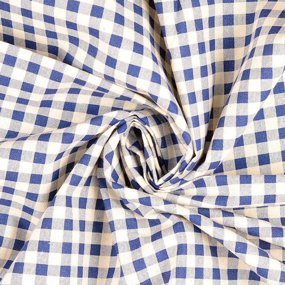 Image of Printed 100% Washed Cotton Check Fabric 140cm