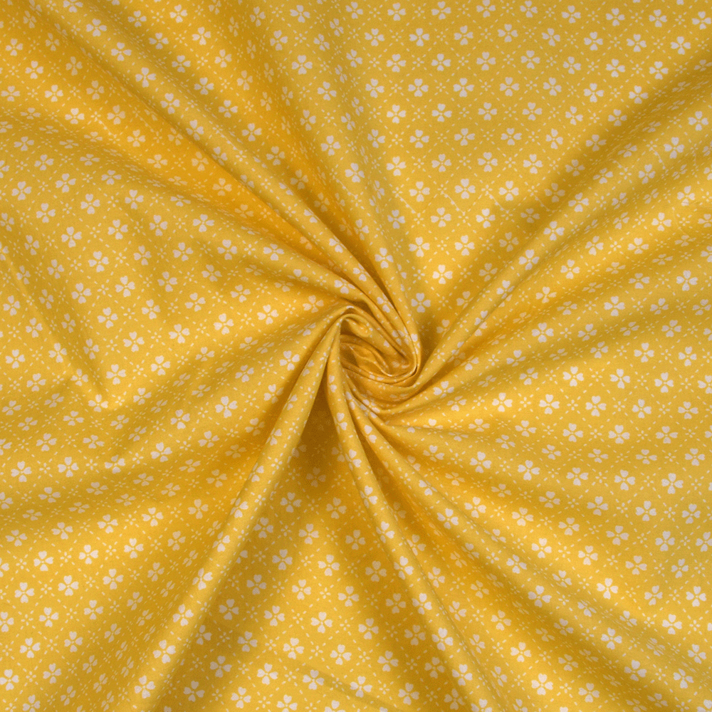 Image of Silhouette Floral 100% Cotton Lawn Fabric Yellow 150cm