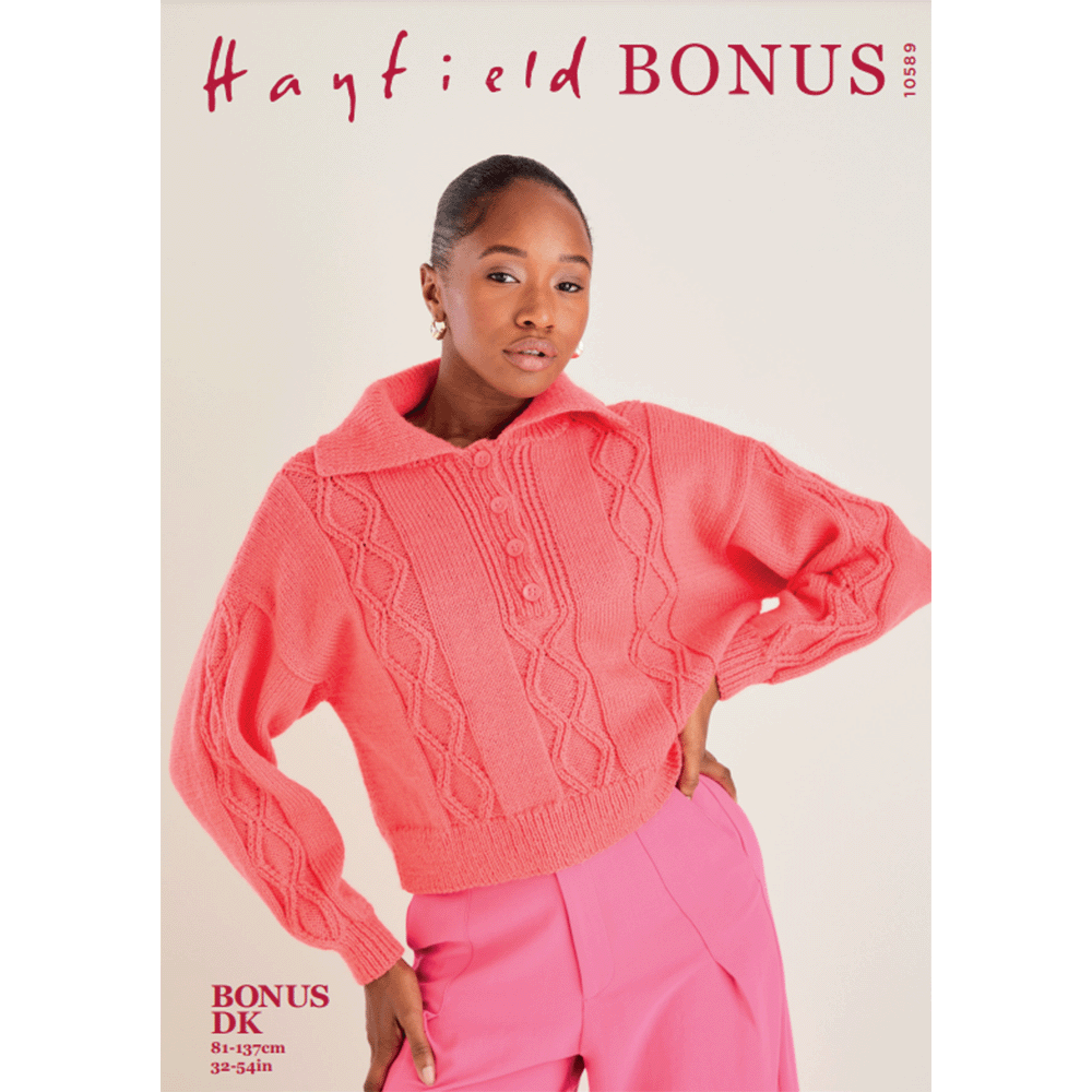 Image of Hayfield Bonus DK 10589 Sweater Knitting Pattern Kit