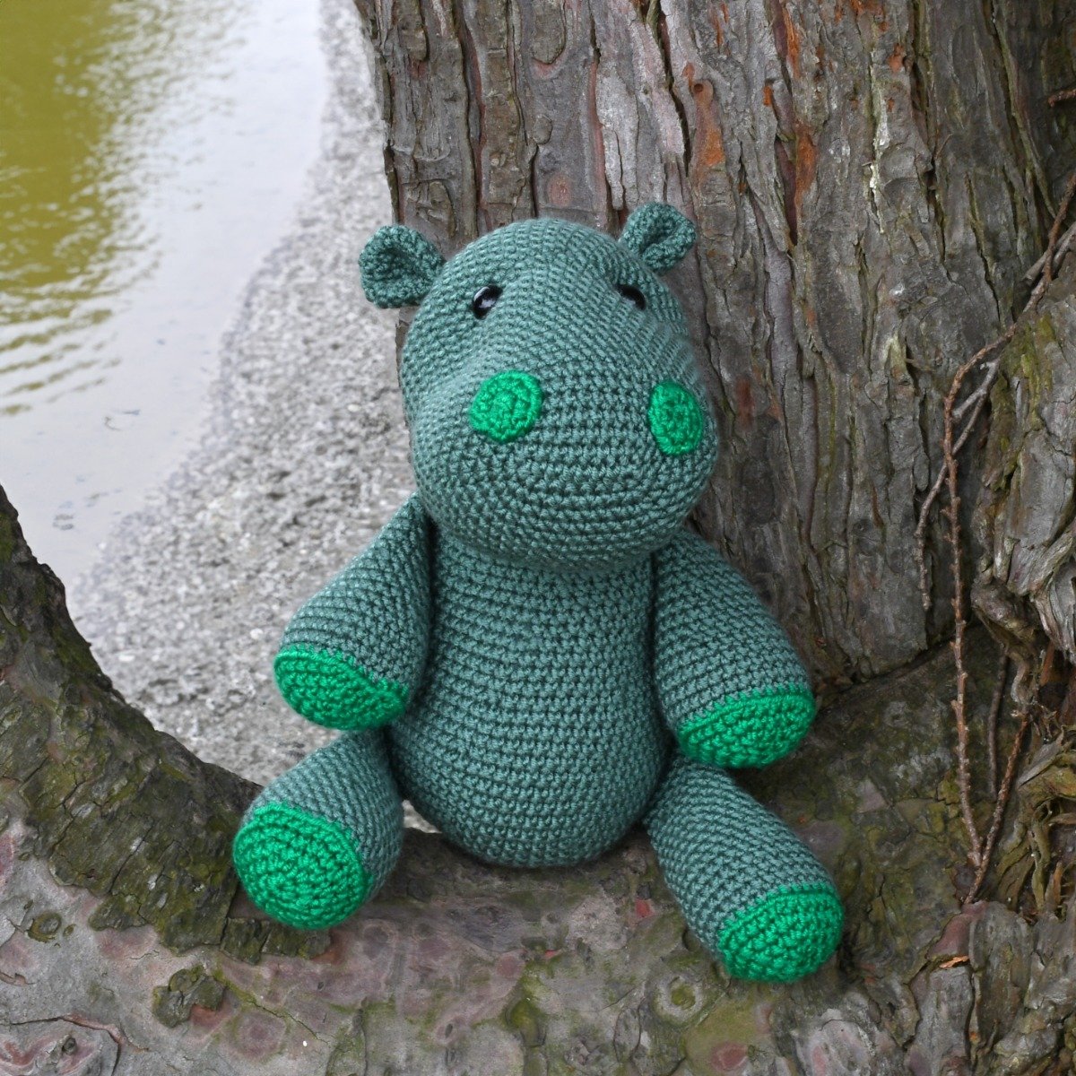 Image of Green Hippo Crochet Pattern by Heather Gibbs in WoolBox Imagine Classic Anti-Pilling DK