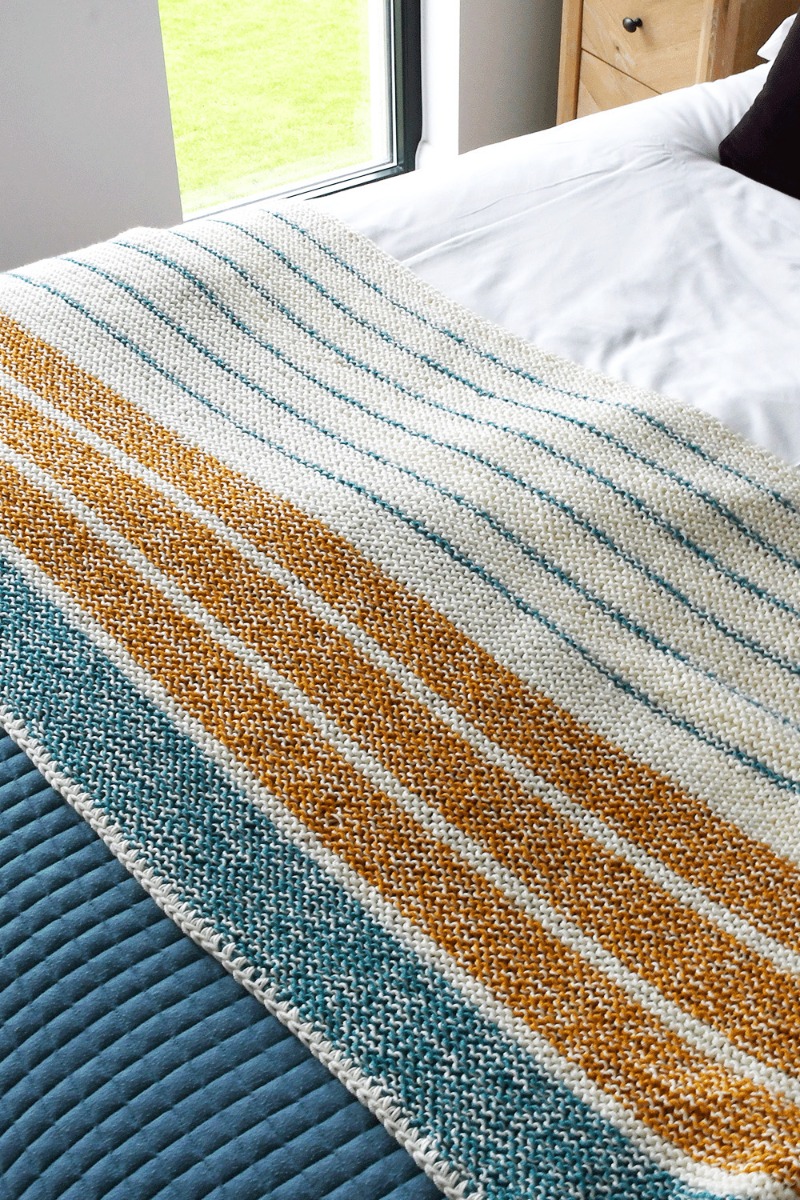 Image of Heirloom Stripe Blanket Knit-Along by Emma Munn in WoolBox Imagine Classic Anti-Pilling DK